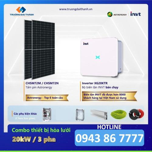 Combo Thiết Bị Hoà Lưới Tấm Pin CHSM72M & Inverter XG20KTR