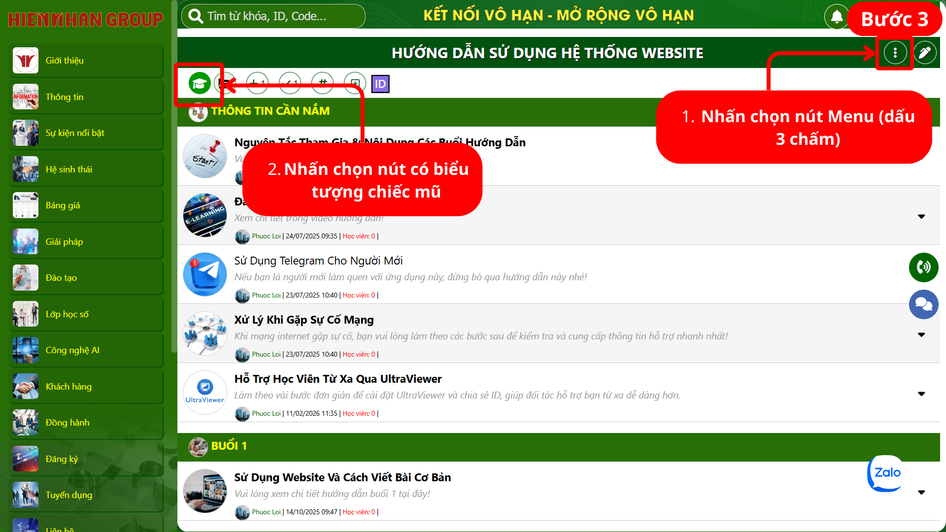 Bước 3: Mở bảng quản lý tùy chọn