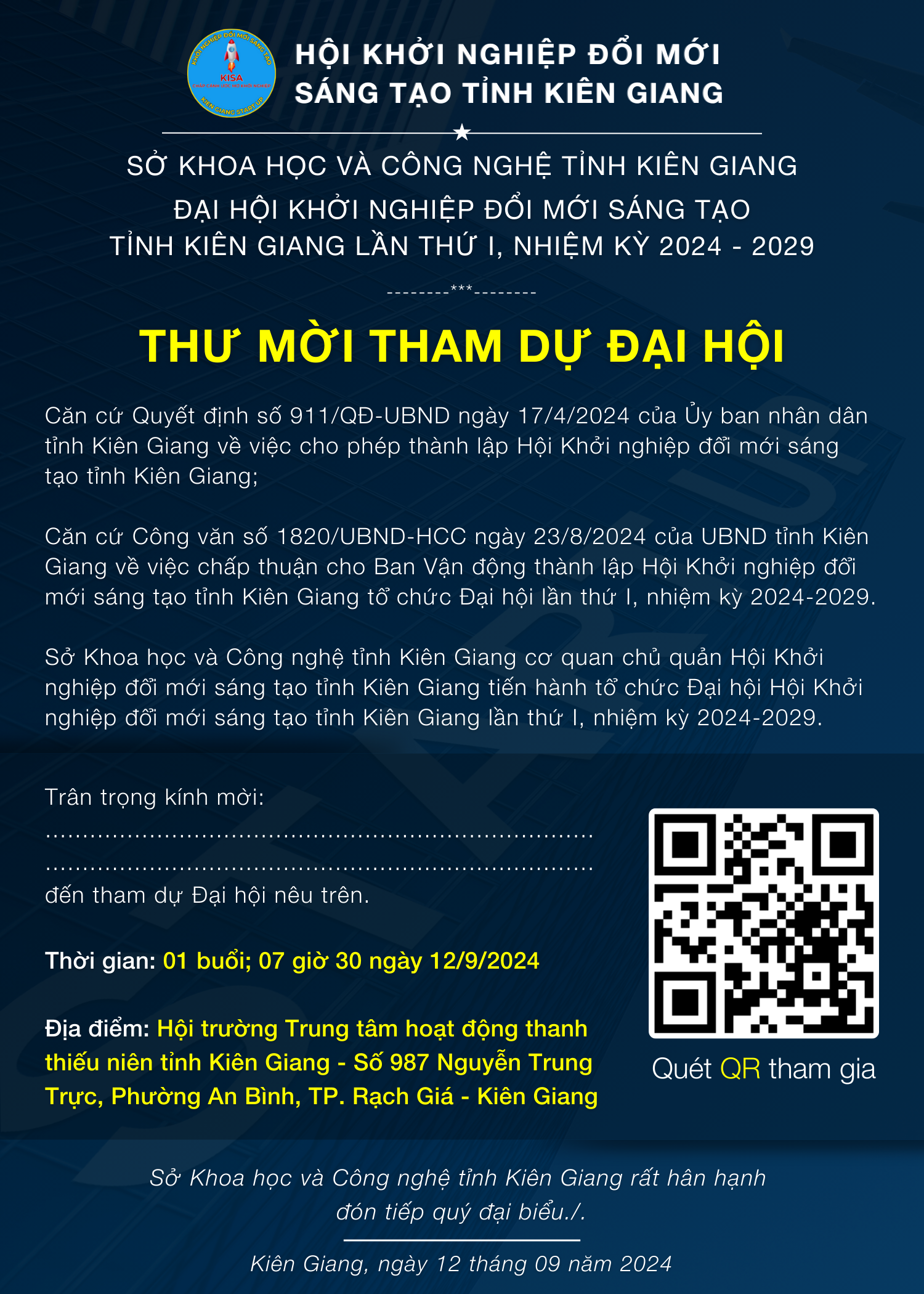 Thư mời Đại hội thứ I