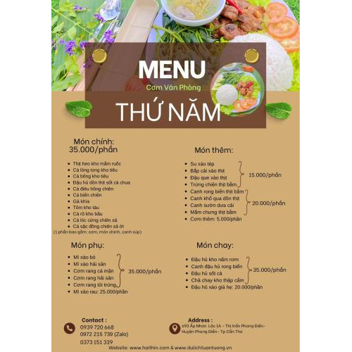 Thực đơn đổi mới mỗi ngày – Phần cơm chỉ 35k