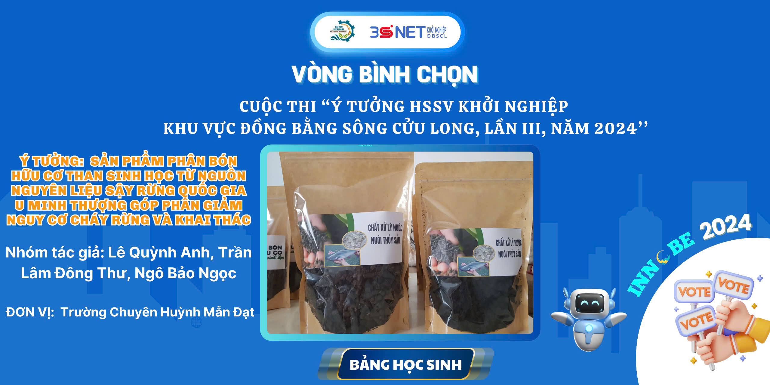 Ý tưởng: Sản phẩm phân bón hữu cơ than sinh học từ nguồn nguyên liệu sậy Rừng Quốc gia U Minh Thượng góp phần giảm nguy cơ cháy rừng và khai thác