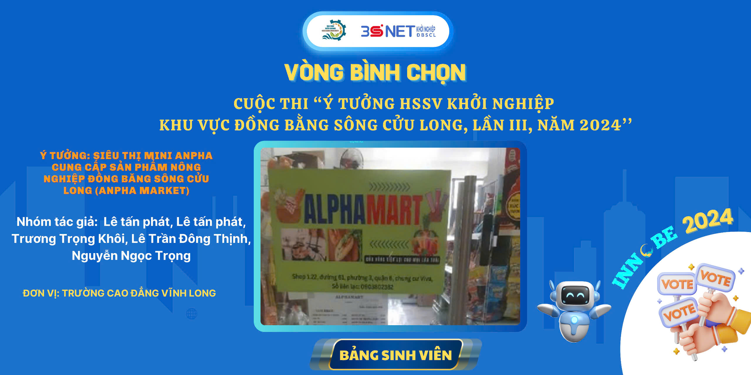 Ý tưởng: Siêu thị Mini Anpha cung cấp sản phẩm nông nghiệp đồng băng Sông Cửu Long (Anpha Market)