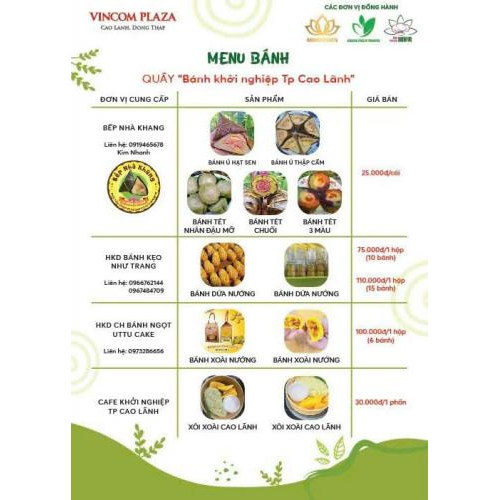 Menu tại ngày hội