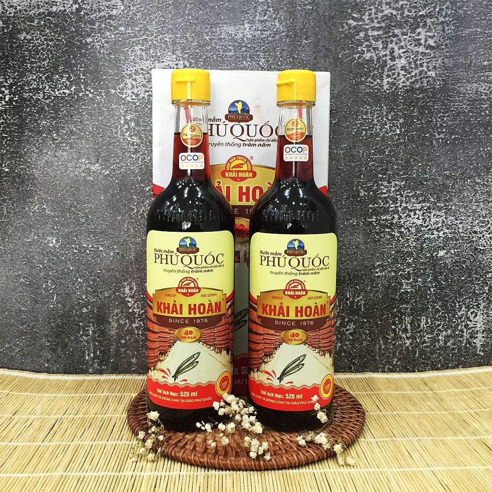 Nước Mắm Truyền Thống Khải Hoàn 40N - Chai 520ml - 2 Chai/ Hộp