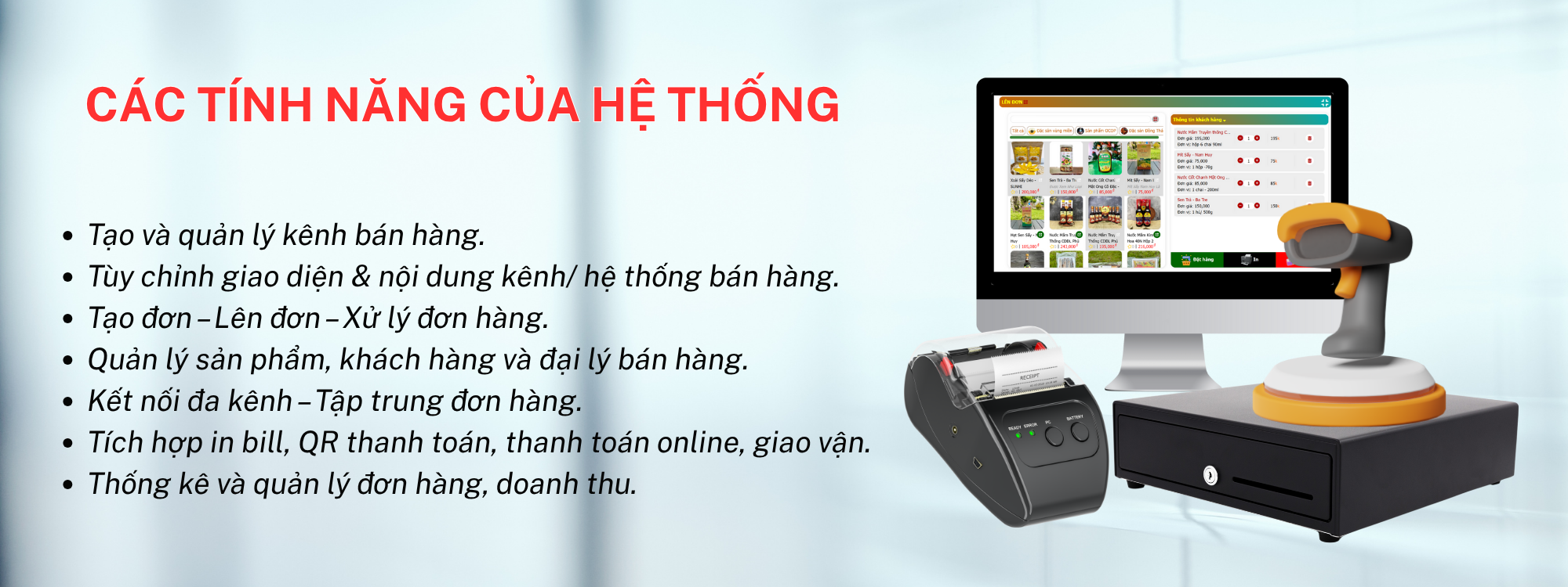 Các tính năng cơ bản Hệ thống Bán hàng