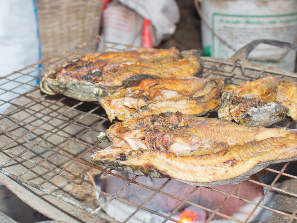 Khô cá lóc cửng cuốn bánh tráng