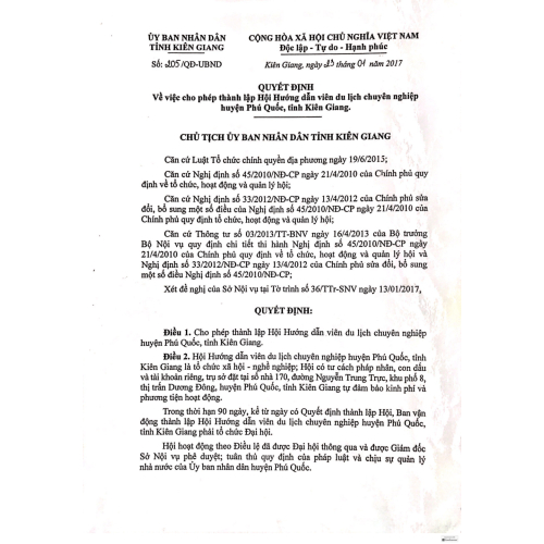 Quyết định thành lập Hội