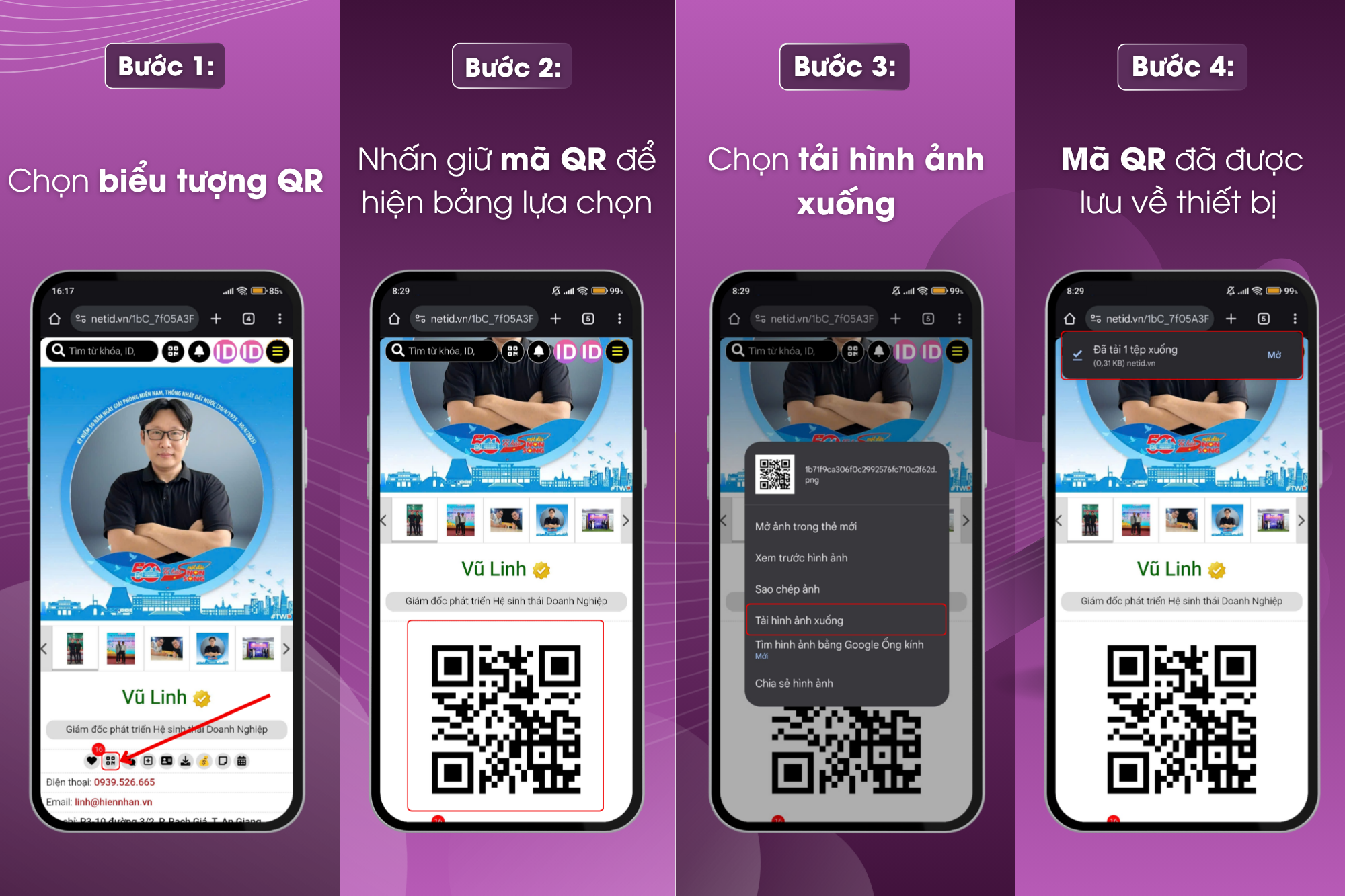 Cách lưu card visit giới thiệu