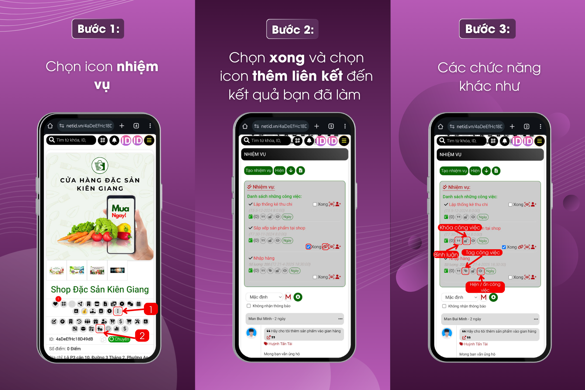 Cách xem nhiệm vụ và đánh dấu