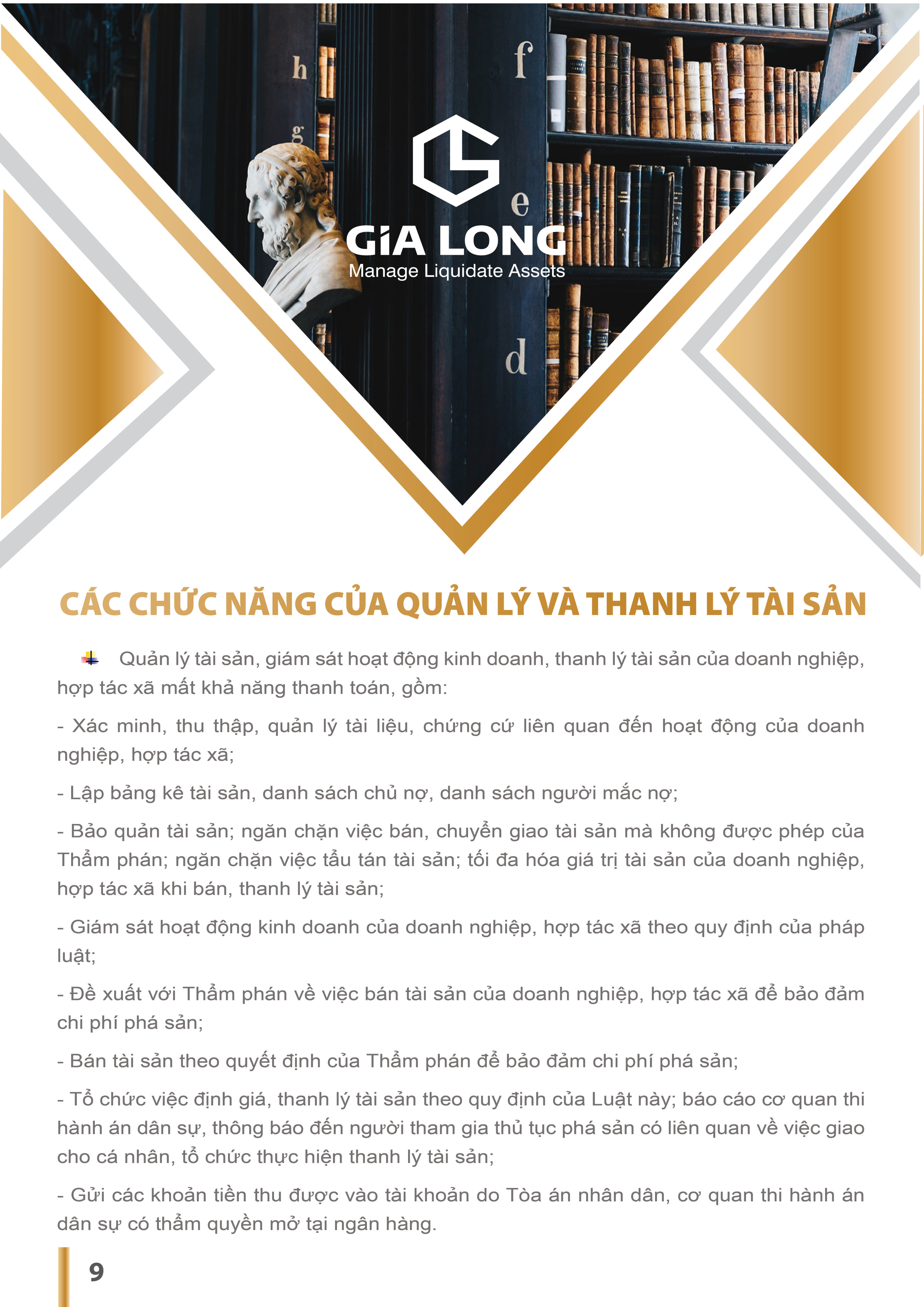 Các chức năng của Quản lý & Thanh lý tài sản