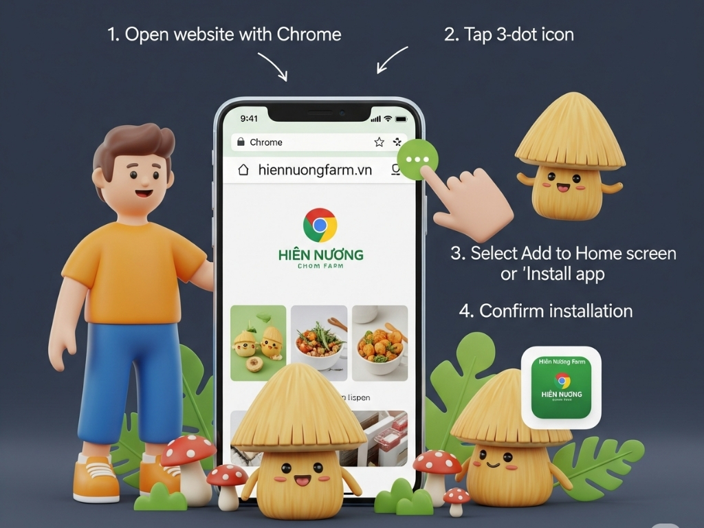 1. Trên Android (Chrome):
