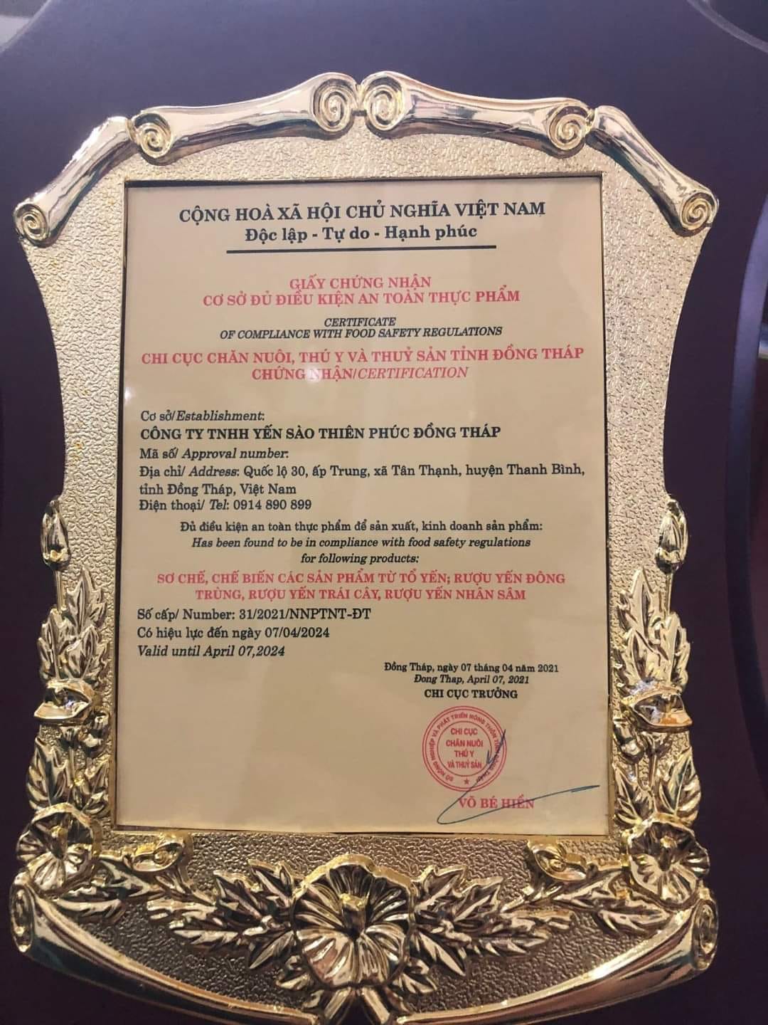 Chứng nhận cơ sở đủ điều kiện an toàn vệ sinh thực phẩm