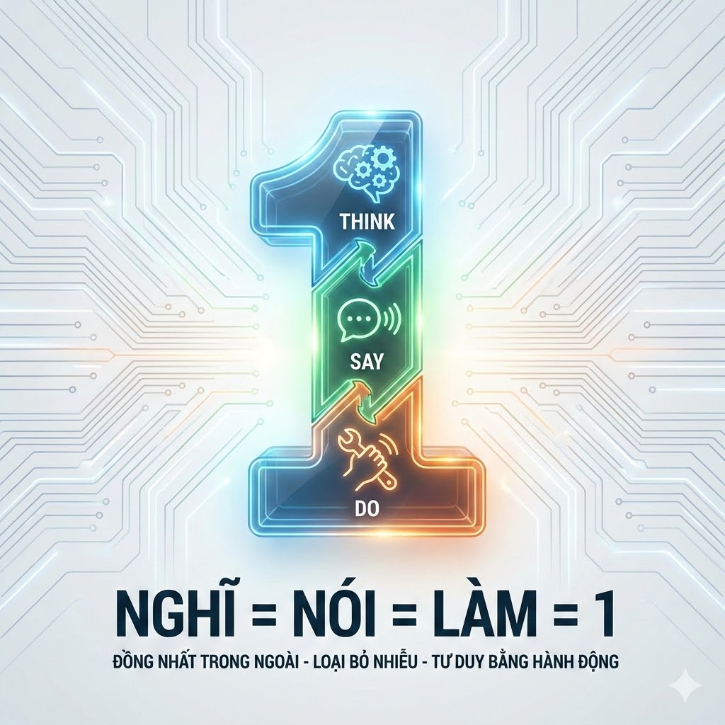 Điều cơ bản của tư duy: NGHĨ = NÓI = LÀM = 1