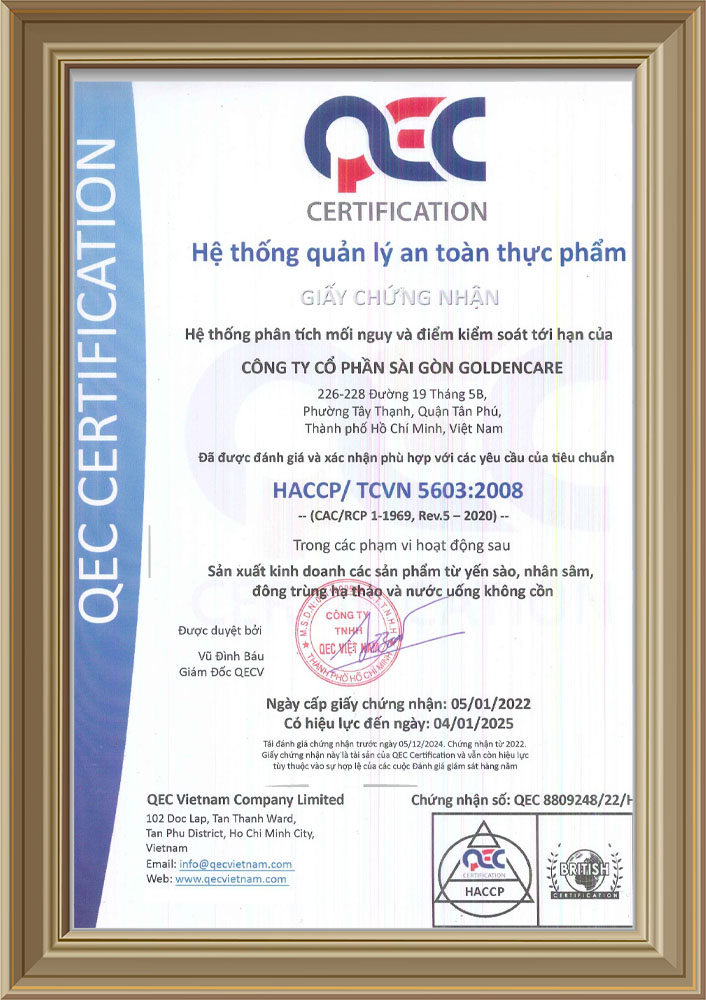 Giấy Chứng Nhận HACCP