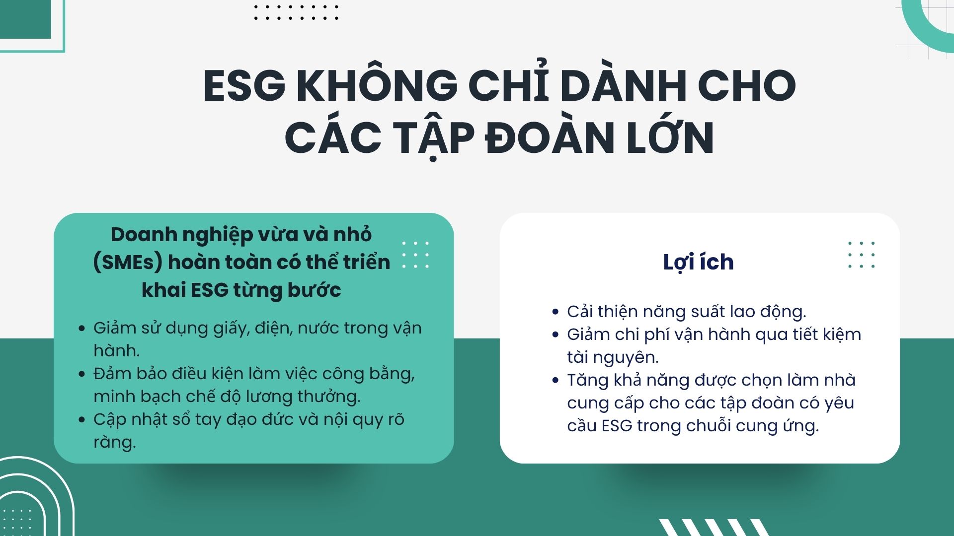 3. ESG không chỉ dành cho các tập đoàn lớn