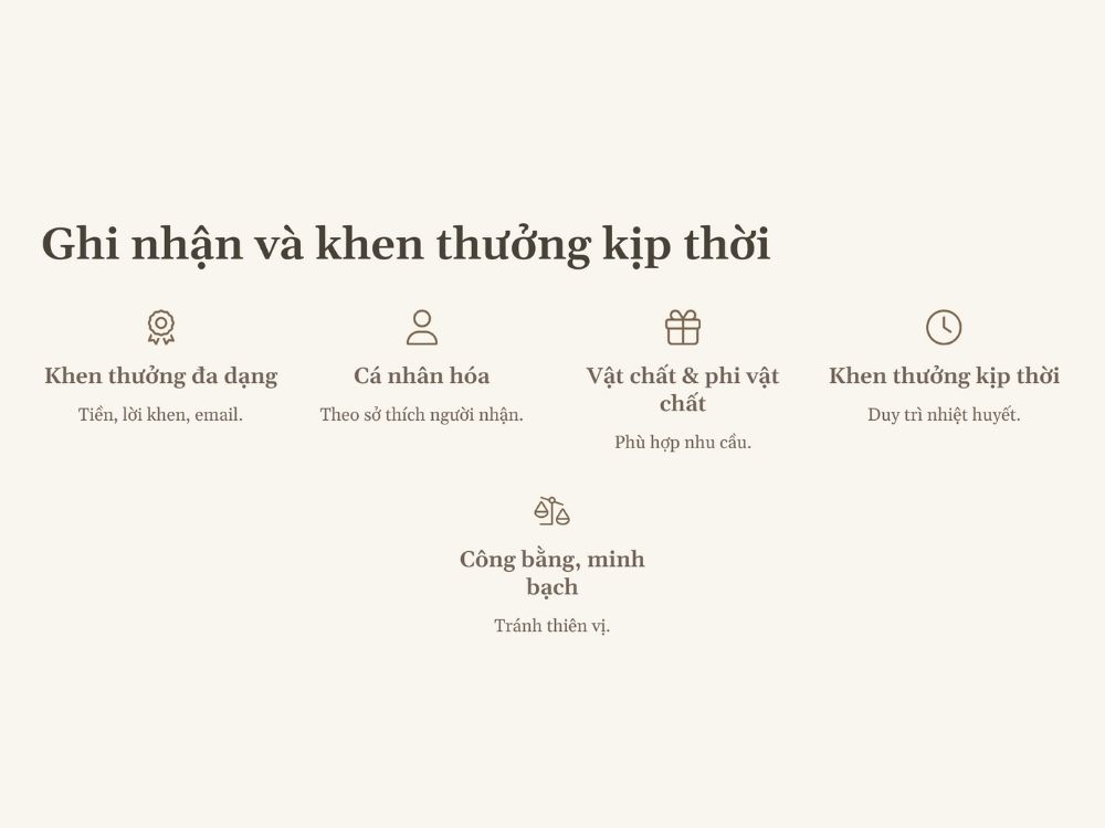 4. Ghi nhận và khen thưởng kịp thời