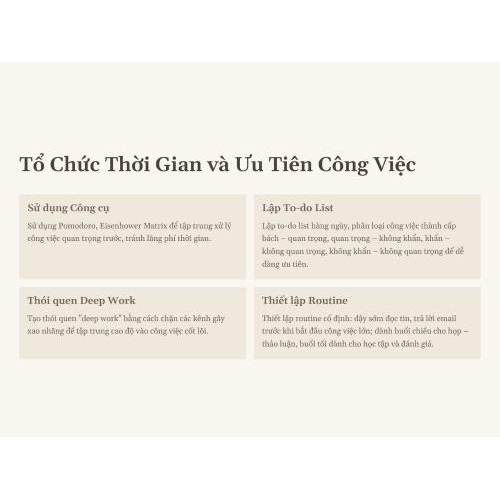 4. Tổ chức thời gian và ưu tiên công việc