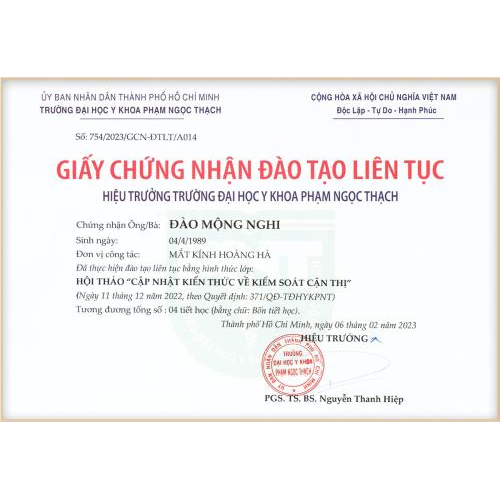 Chứng nhận đào tạo