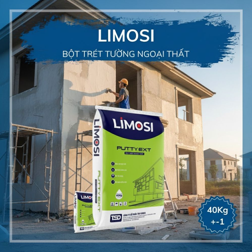 LIMOSI 40kg – Bột Trét Tường Ngoại Thất Cao Cấp, Bảo Vệ Vững Chắc Cho Ngôi Nhà Của Bạn!