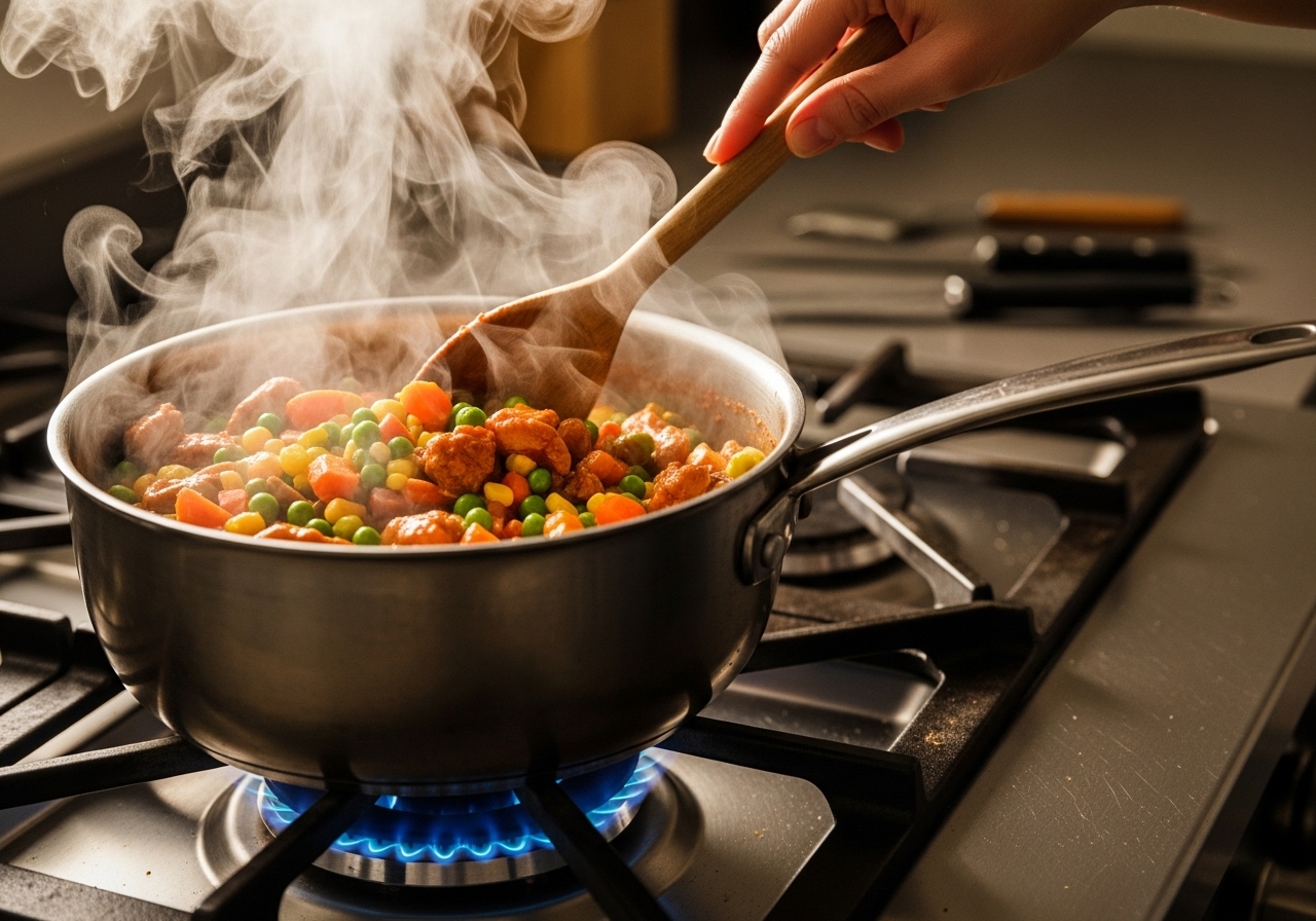 Cách hâm thức ăn bằng bếp gas đúng chuẩn