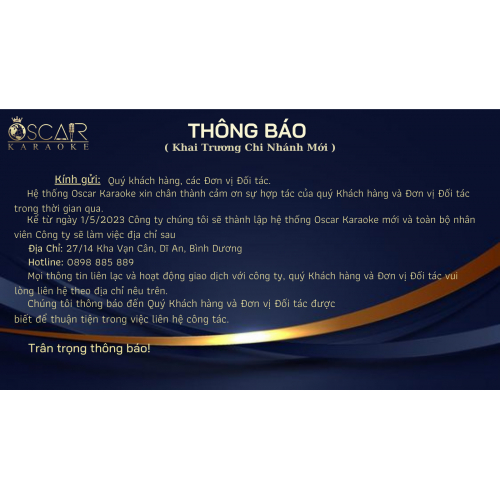 Nguyễn Kim Anh - Thư thông báo khai trương