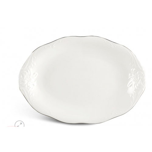 Dĩa oval Minh Long Đài Các Chỉ Bạch Kim 28cm