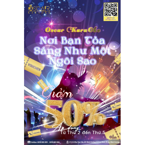 Mừng Oscar KaraOke khai trương giảm giá 50%