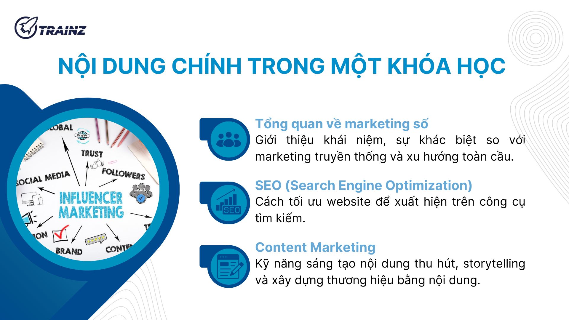 2. Nội dung chính trong một khóa học marketing số cơ bản
