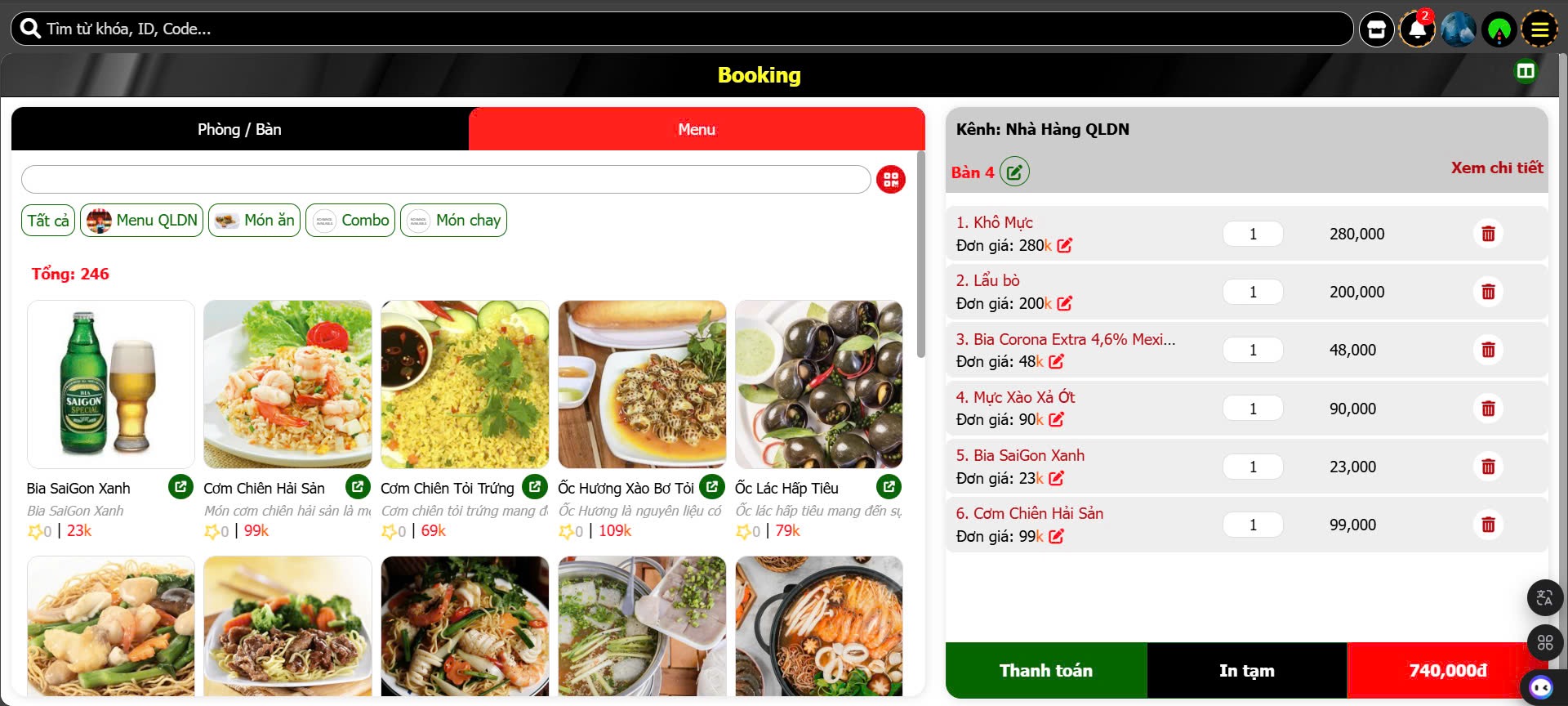 Các tính năng của Phần mềm Order