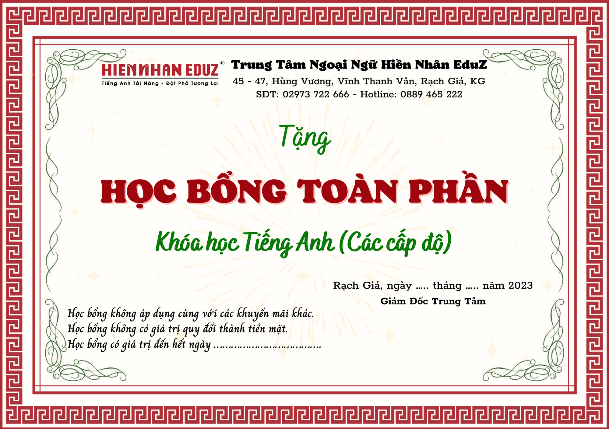 05 suất học bổng toàn phần