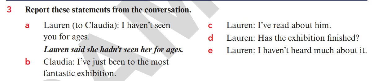 Exercises for using past perfect in reported speech