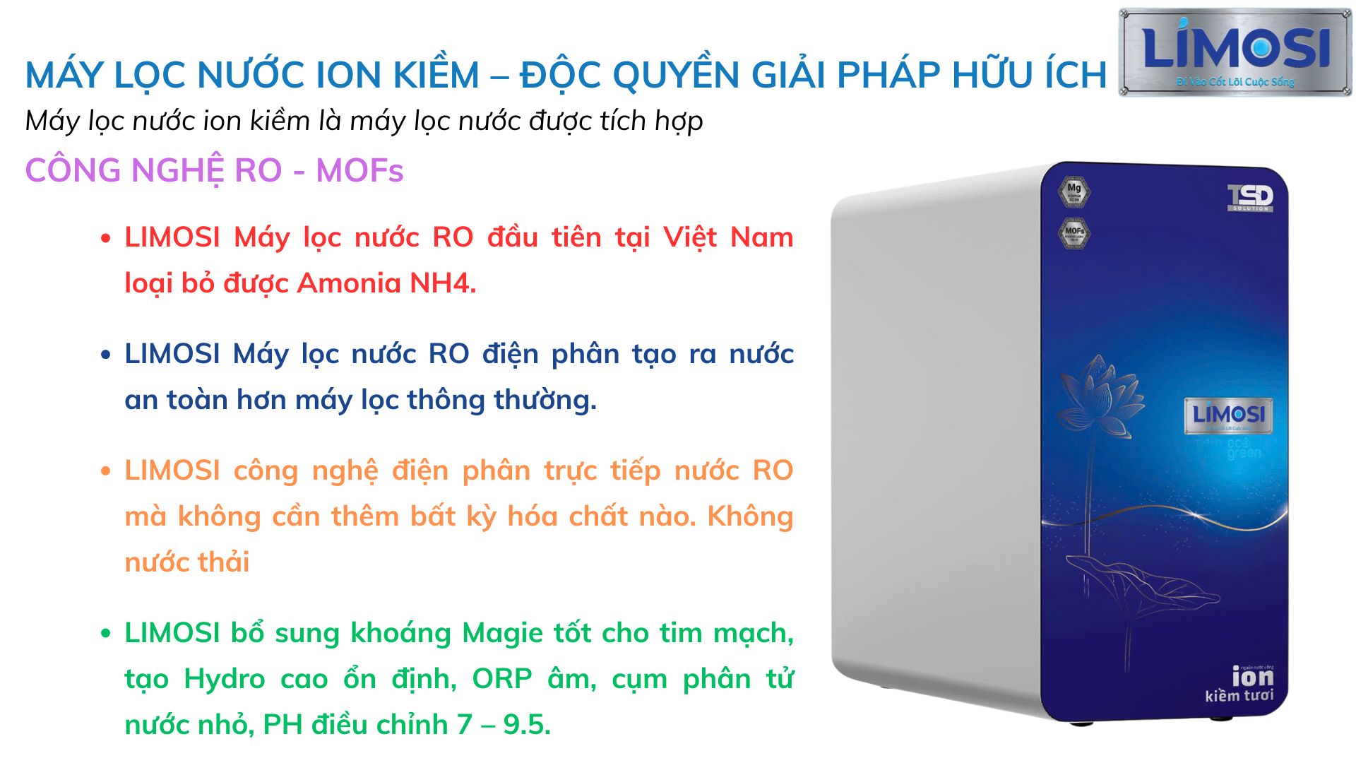1. Giới thiệu công nghệ máy lọc nước ion kiềm LIMOSI