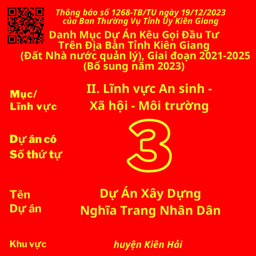 Dự án có Số TT 3: Dự Án Xây Dựng Nghĩa Trang Nhân Dân