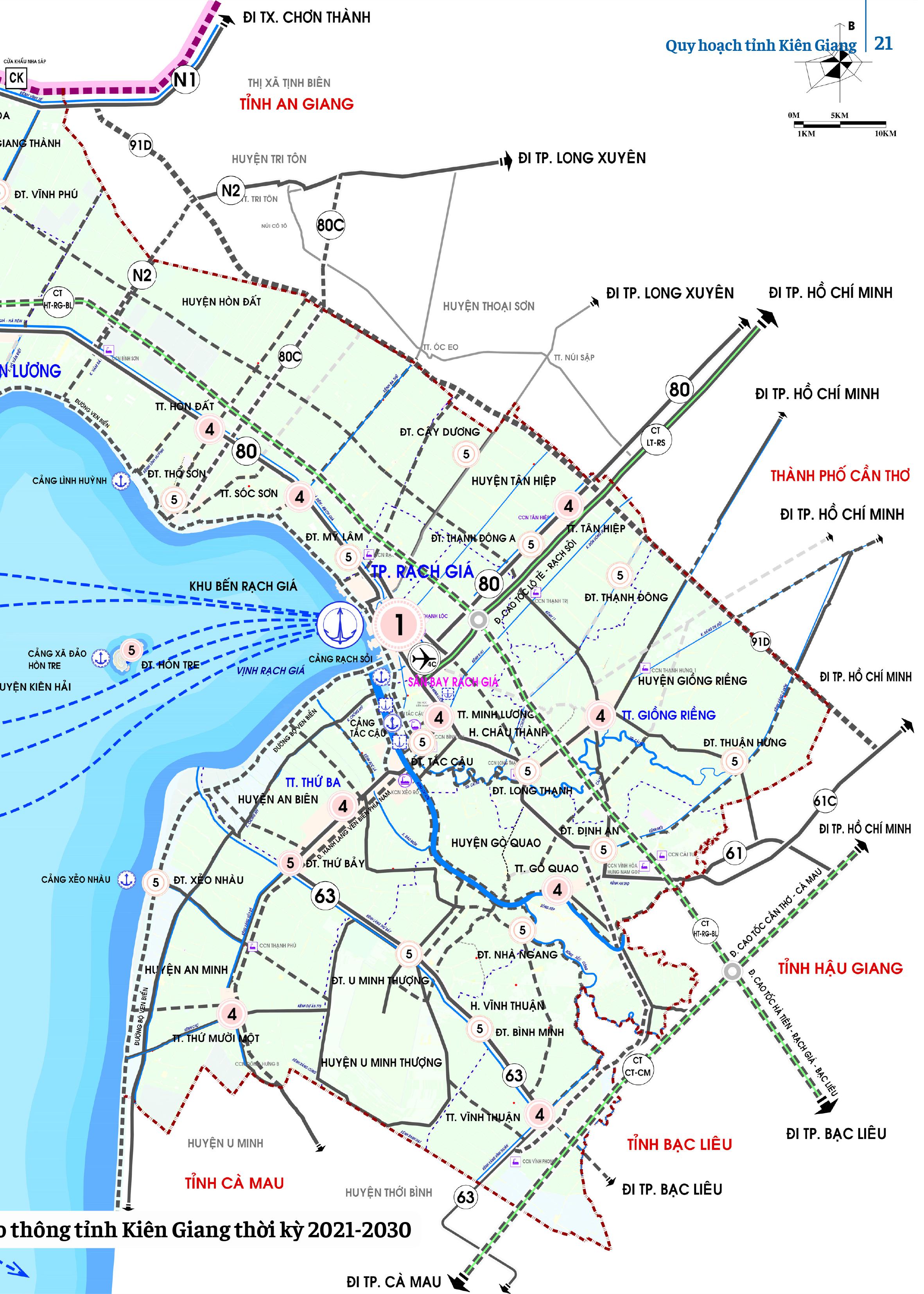 Sơ đồ phát triển mạng lưới giao thông tỉnh Kiên Giang thời kỳ 2021-2030