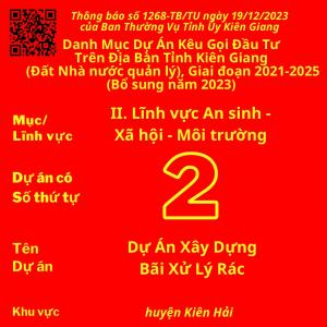 Dự án có Số TT 2: Dự Án Xây Dựng Bãi Xử Lý Rác