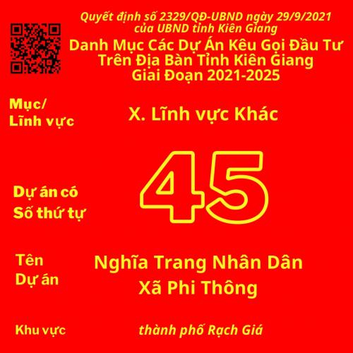 Dự Án Có Số TT 45: Nghĩa Trang Nhân Dân Xã Phi Thông