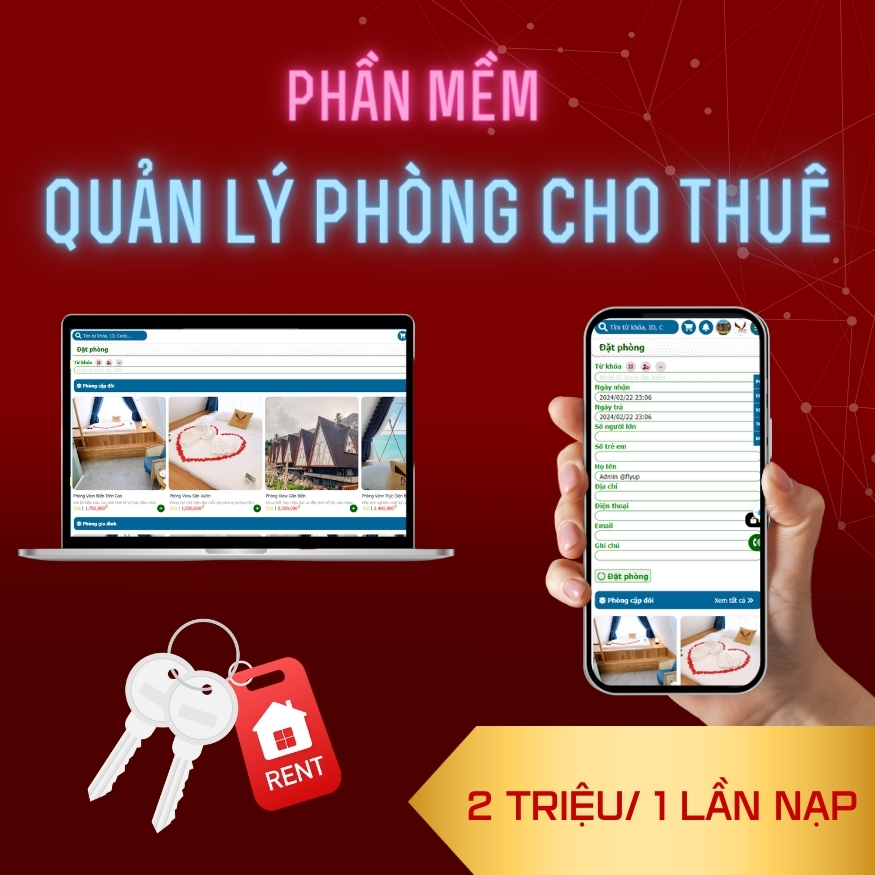 Bảng Giá Phần Mềm Quản Lý Phòng Cho Thuê - 5 Triệu/ Tháng