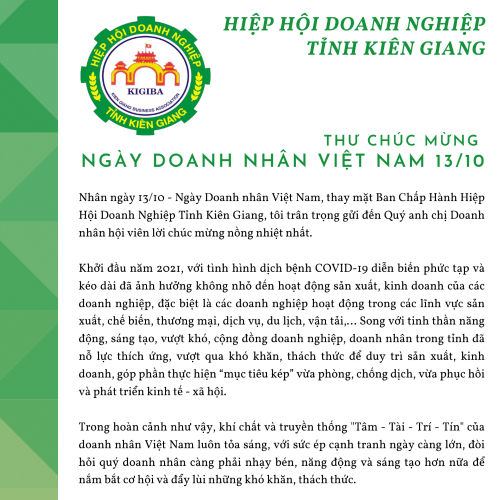 Thư Chúc Mừng Ngày Doanh Nhân Việt Nam 13/10