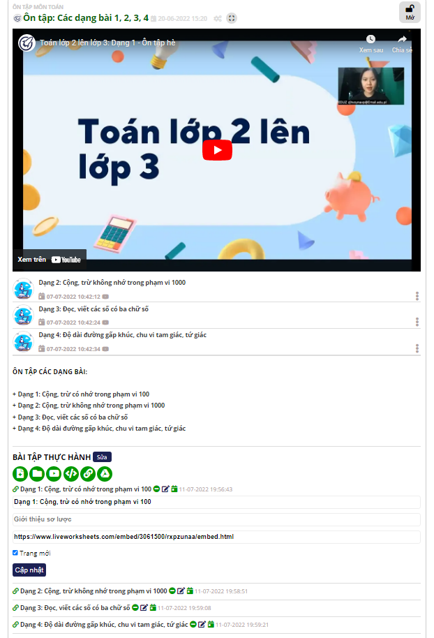 Ôn tập Toán: Các dạng bài 1, 2, 3, 4