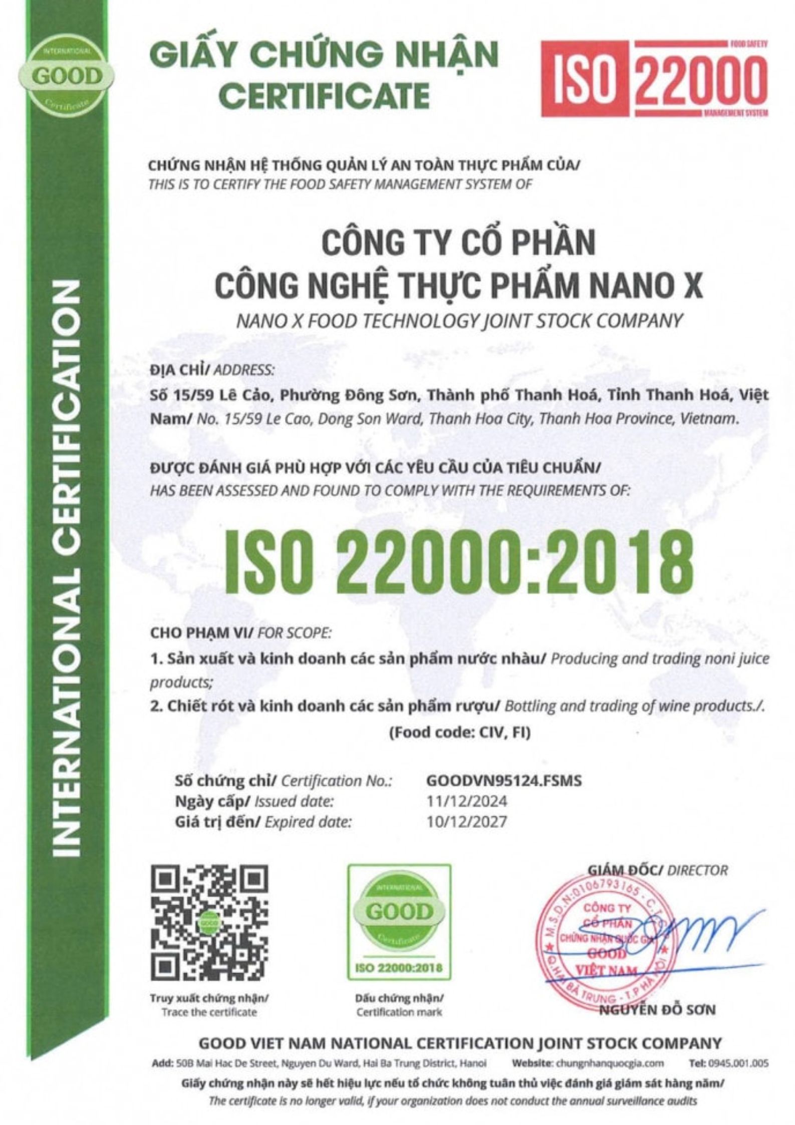 Iii. Chứng nhận quốc tế ISO 22000:2018