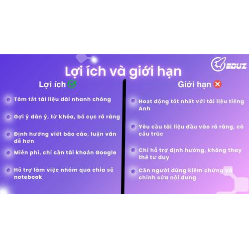 3. Lợi ích và giới hạn khi sử dụng NotebookLM