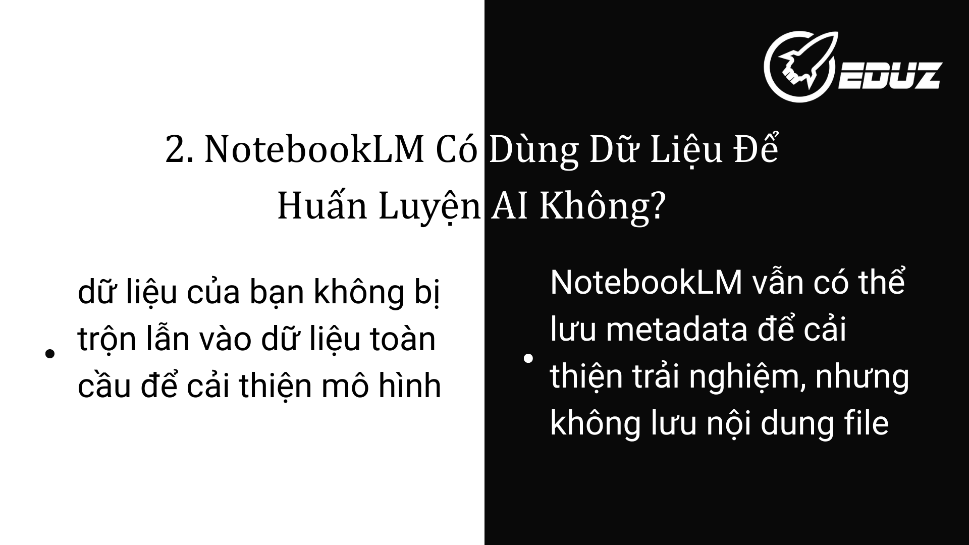 2.NotebookLM Có Dùng Dữ Liệu Để Huấn Luyện AI Không?