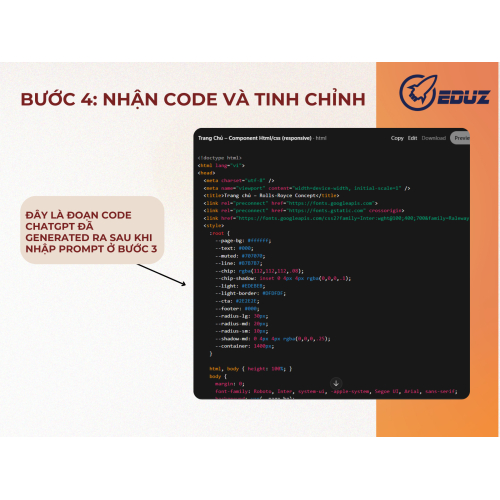 Bước 4: Nhận Code và Tinh Chỉnh