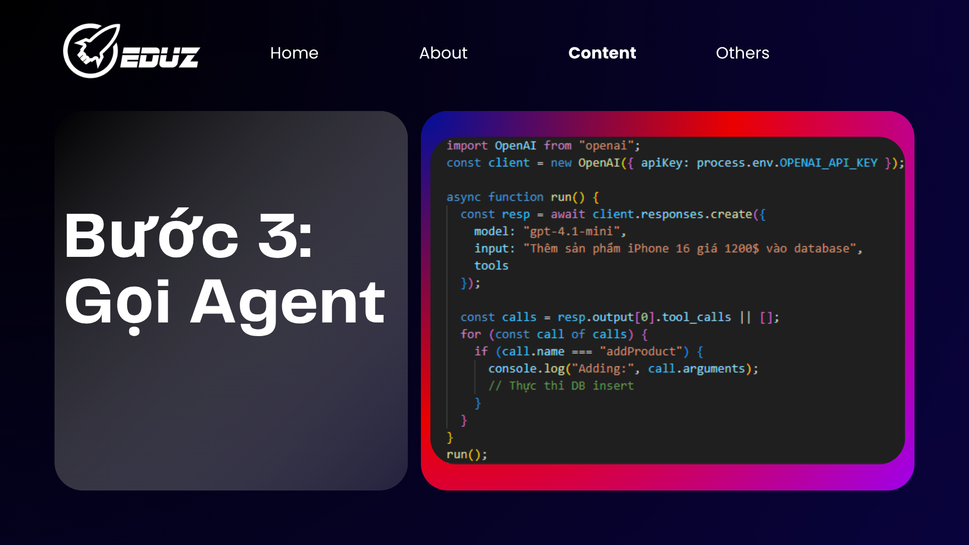 Bước 3: Gọi Agent