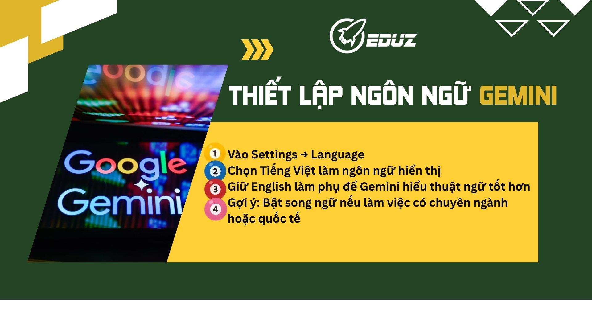2. Thiết Lập Ngôn Ngữ – Để Gemini Hiểu Bạn Hơn